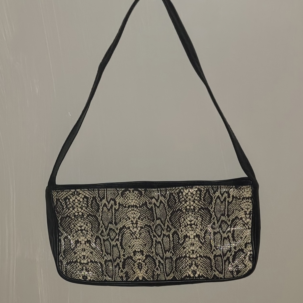 Vintage Genuine Black & Brown Leather Handbag By Paul Joseph